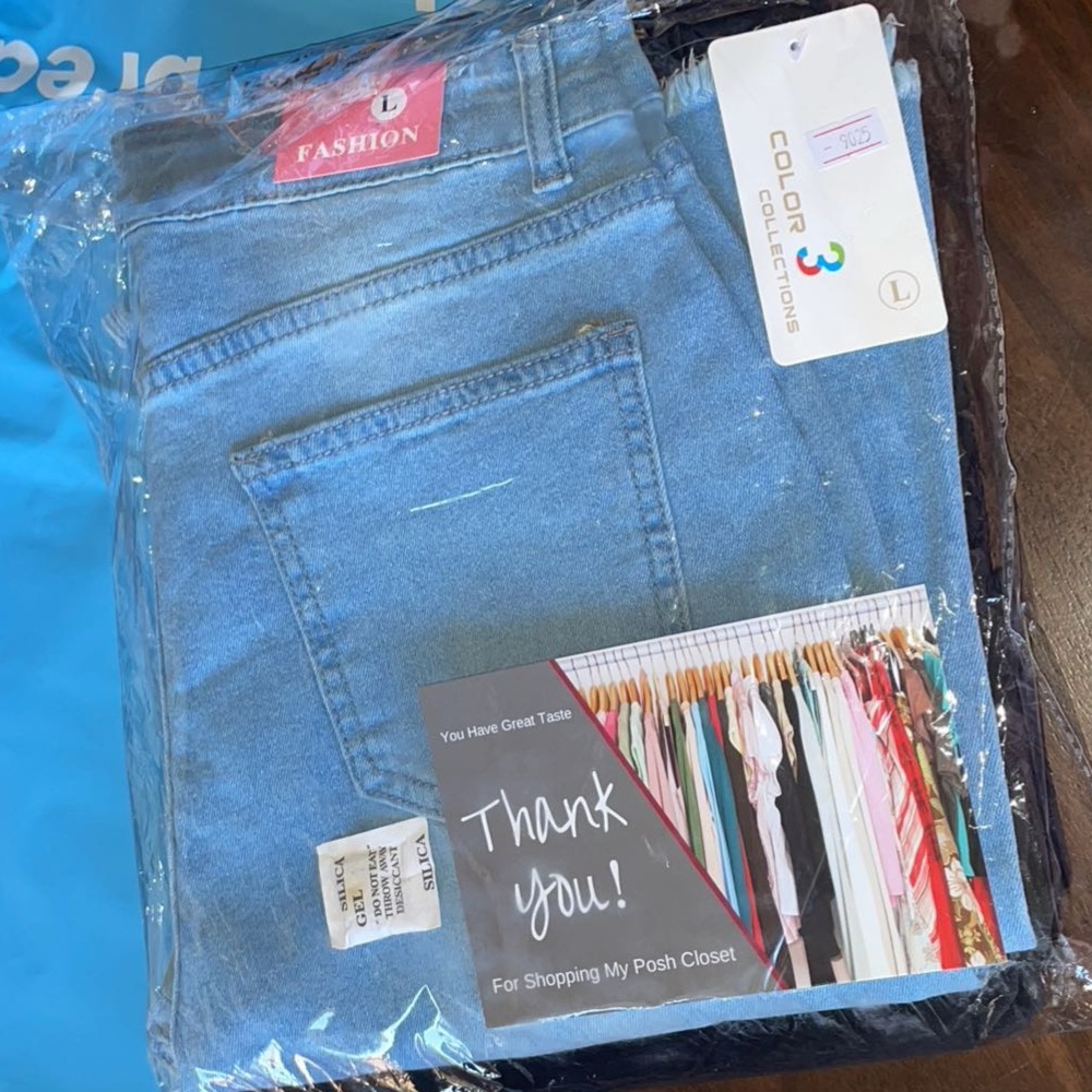 New! XL Baby blue Flared bottom skinny blue denim jeans
